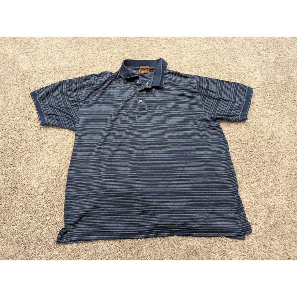 Tasso Elba Golf‎ Polo Shirt Mens Extra Large Short Sleeve Blue Striped